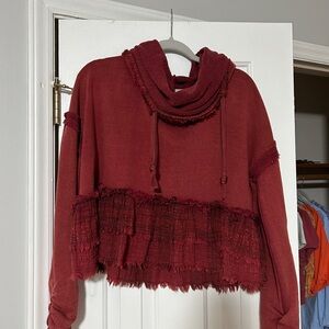 Free people burgundy hoodie sweater